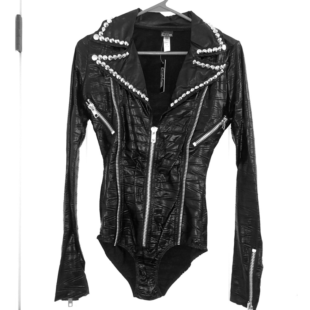 HALLOWEEN Biker costume, studded black onesie
